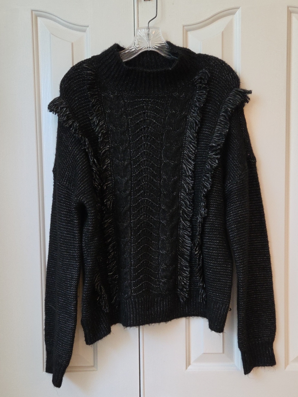 LOFT Black Fringe Sweater